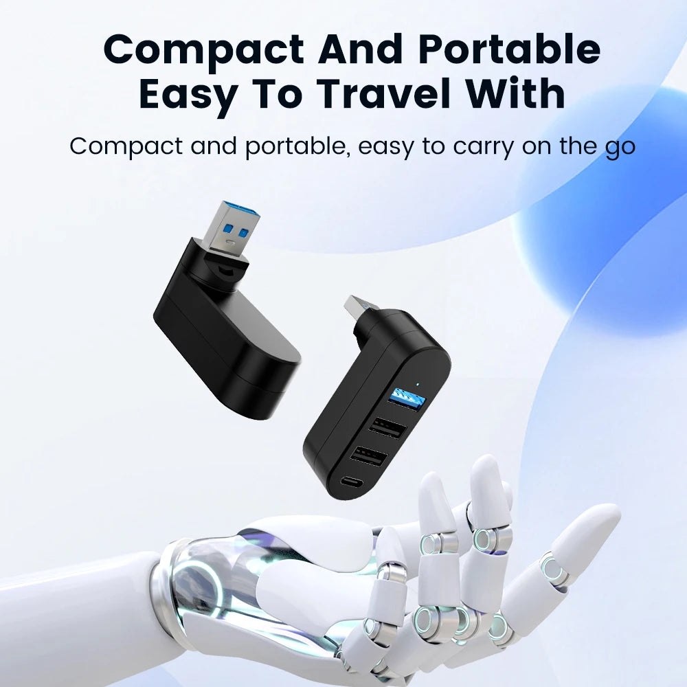 USB 3.0 Power Adapter 180° Rotatable 4 Ports USB 3.0 2.0 HUB Type C Hub High Speed Data Transfer Docking Station For PC Laptops