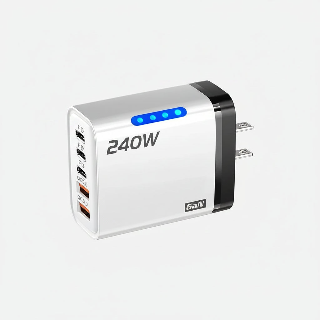 240W GaN USB C Charger 5 in 1 Fast Charging Phone Charger Power Adapter For iPhone Samsung Xiaomi Type C EU/US Plug Wall Charger