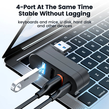 USB 3.0 Power Adapter 180° Rotatable 4 Ports USB 3.0 2.0 HUB Type C Hub High Speed Data Transfer Docking Station For PC Laptops